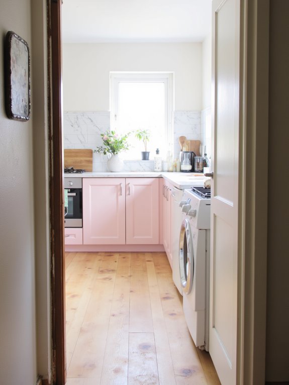 cheerful pastel pink kitchens
