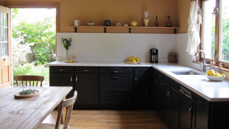 chic black cabinets white countertops