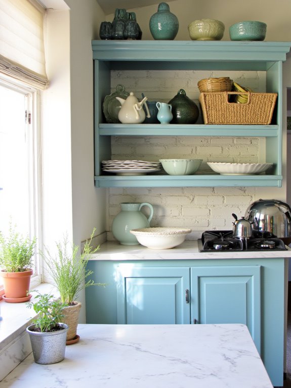 coastal open shelving accents