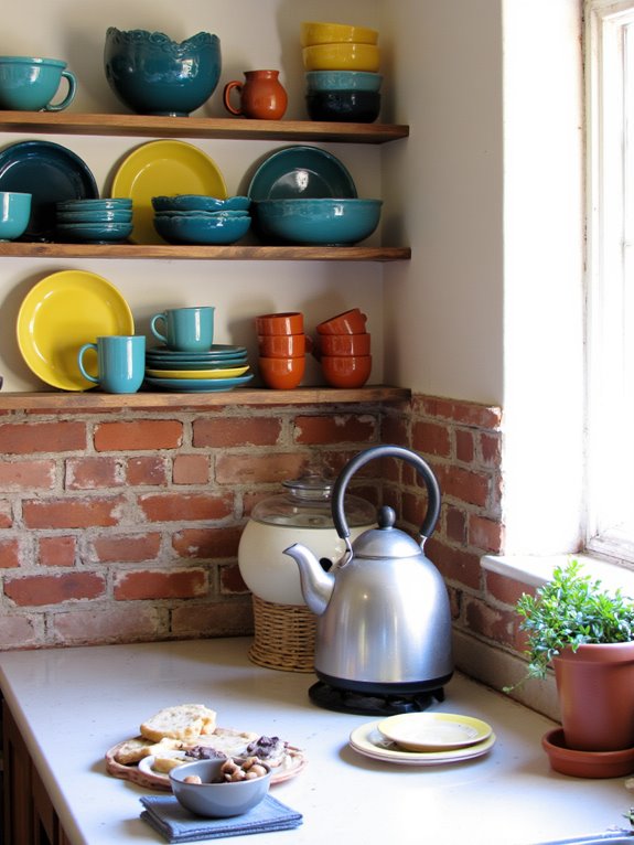 colorful dishware display ideas