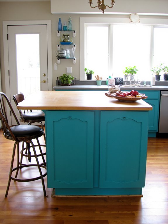 colorful kitchen island accents