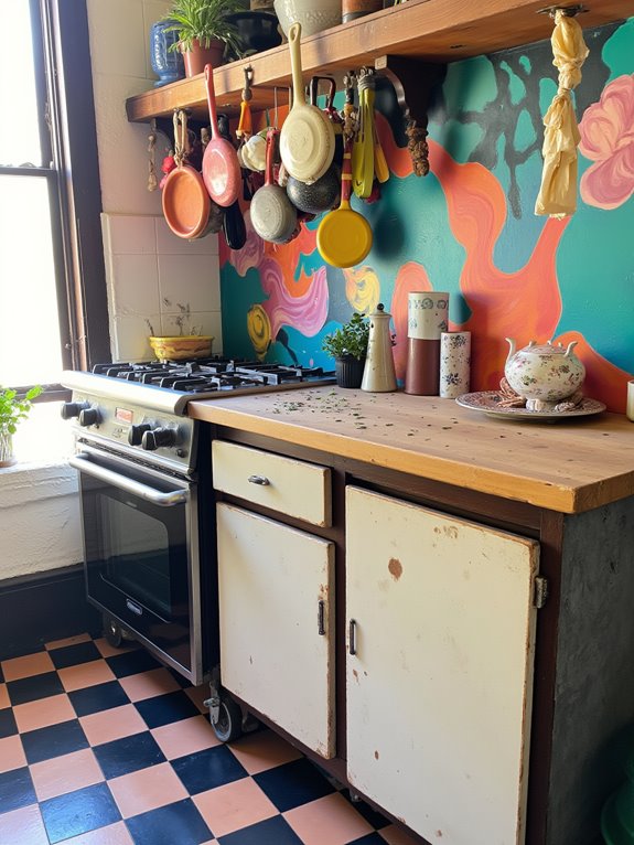 colorful murals enhance kitchens