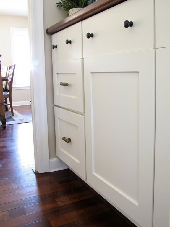 contrast finishes enhance cabinets