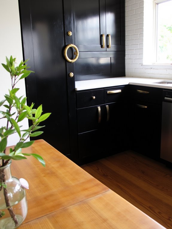 contrasting cabinet hardware impact