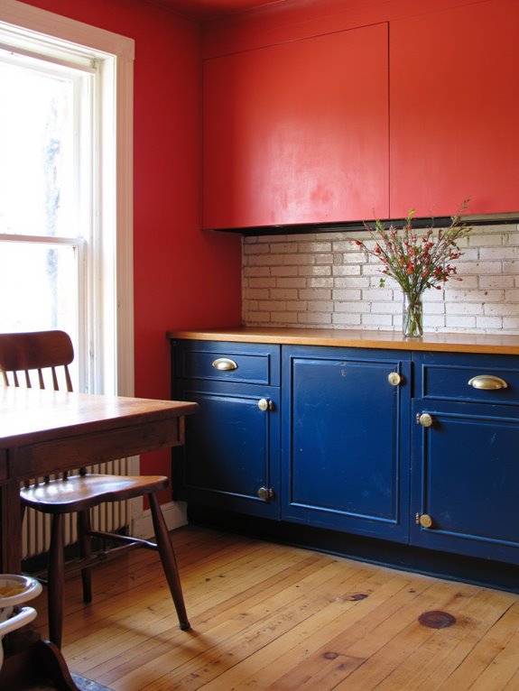 coral and blue kitchen harmony