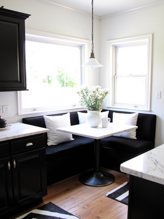 cozy black and white nook