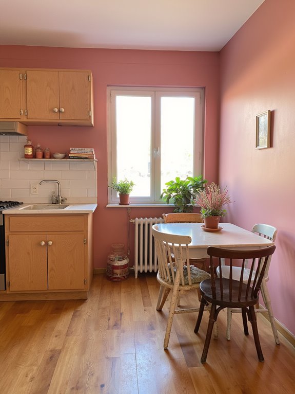 cozy dusty rose kitchen