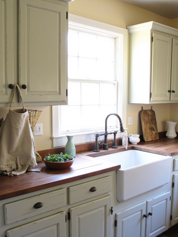 cozy farmhouse chalk cabinets