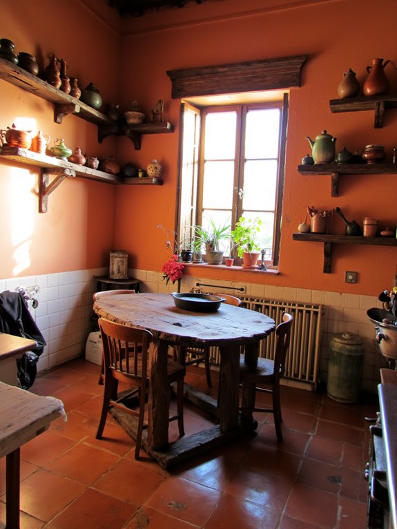 cozy rustic terracotta kitchen