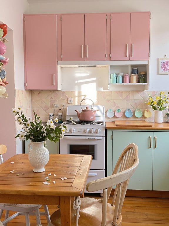 cozy soft pink kitchen
