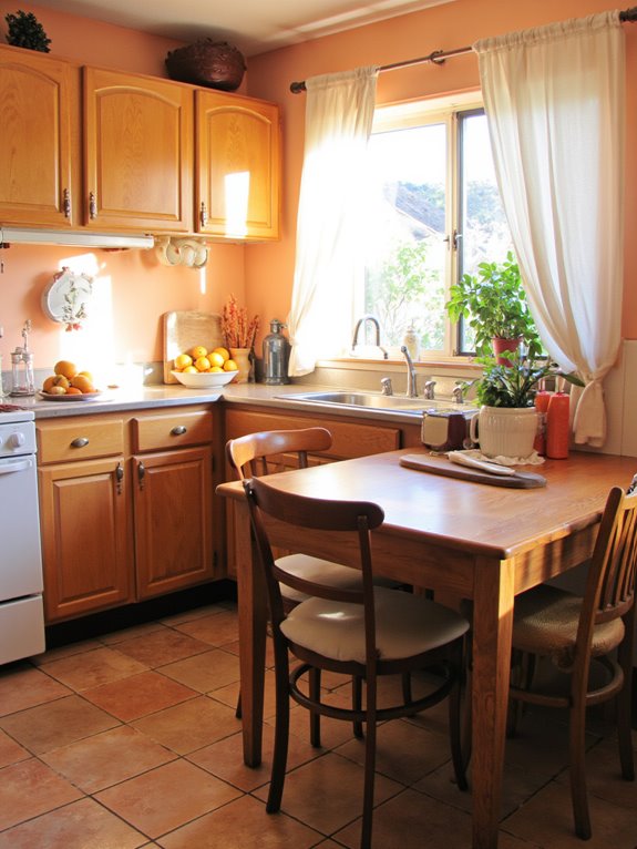 cozy warm peach kitchen