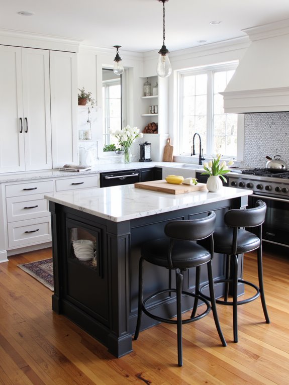 custom black and white islands