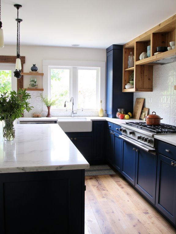 deep blue kitchen elegance