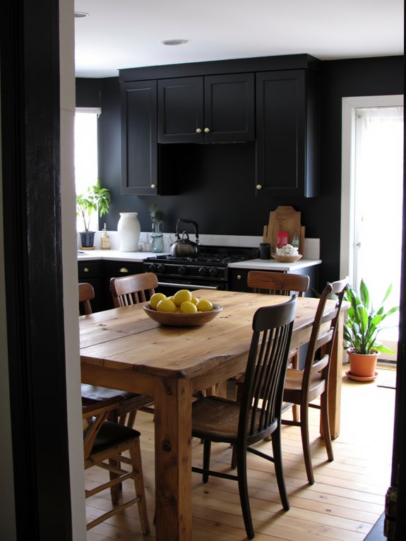 dramatic black kitchen elegance