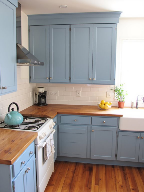 dusty blue kitchen elegance