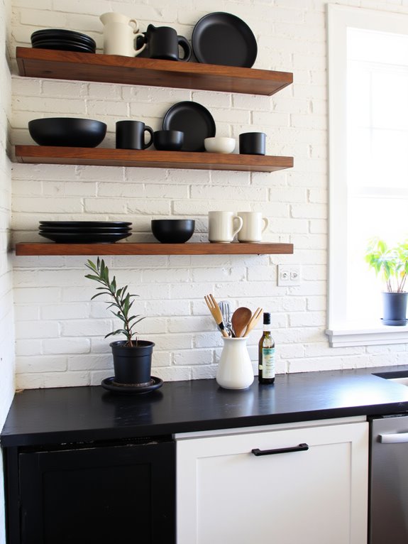 elegant black and ivory shelving