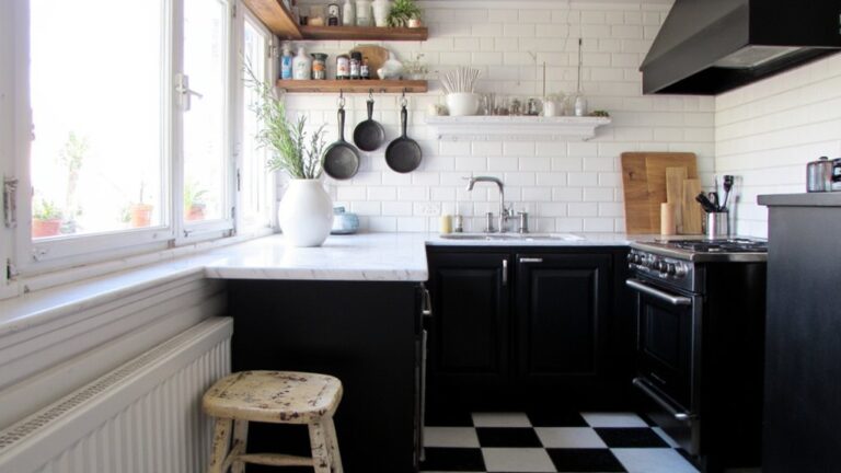 elegant black and white kitchens