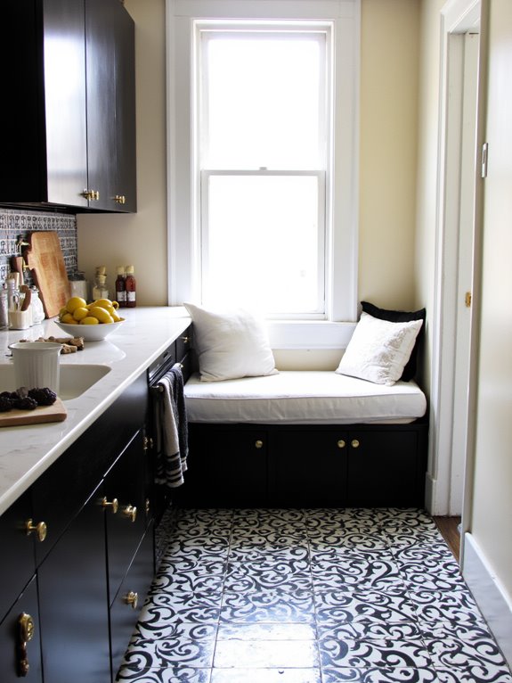 elegant black and white tiles