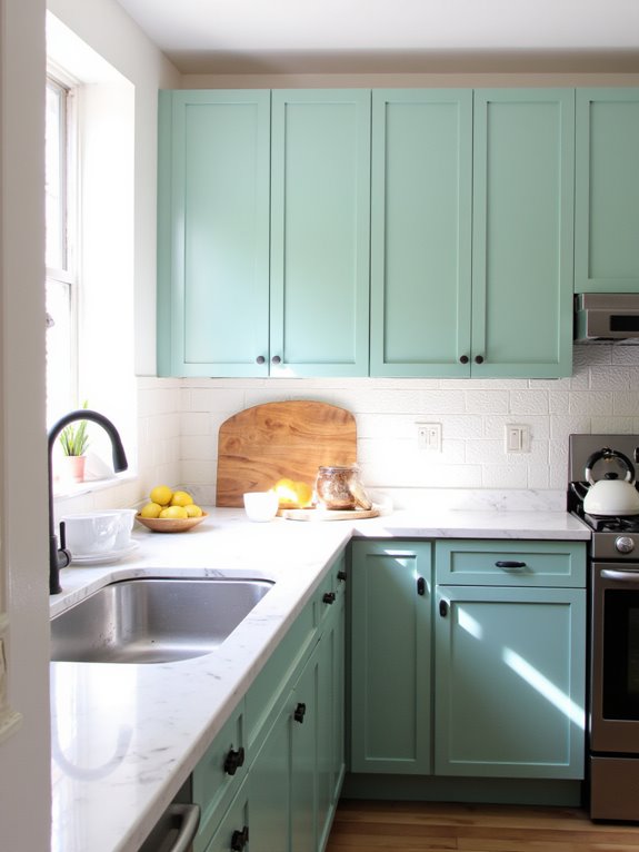 elegant seafoam cabinet design