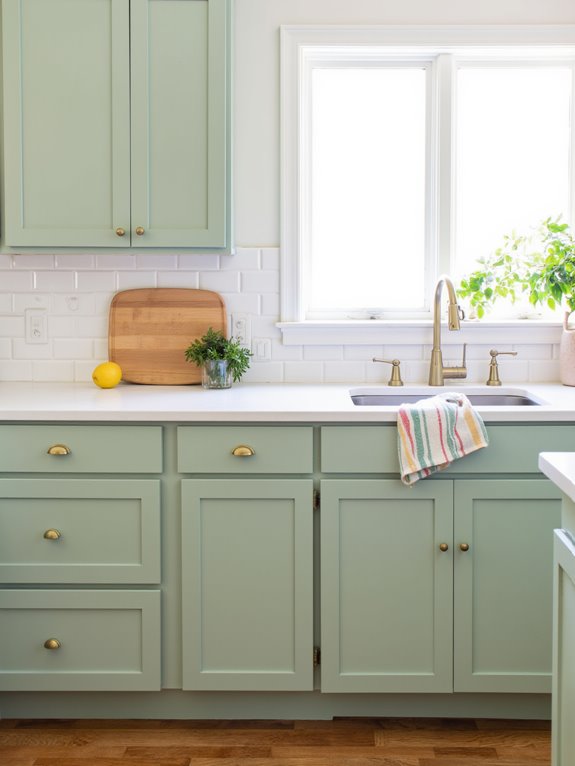 elegant soft sage cabinets