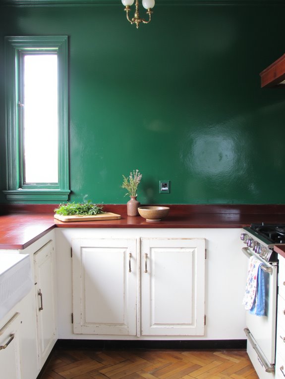 emerald green kitchen elegance