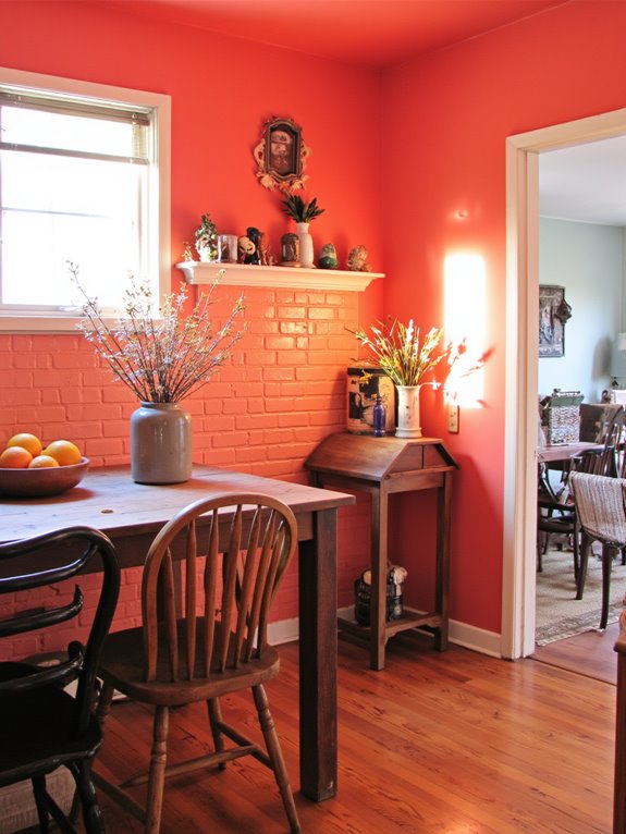 energizing bright coral kitchen