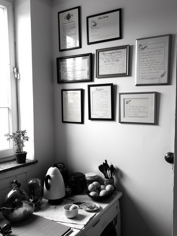 framed recipes gallery wall