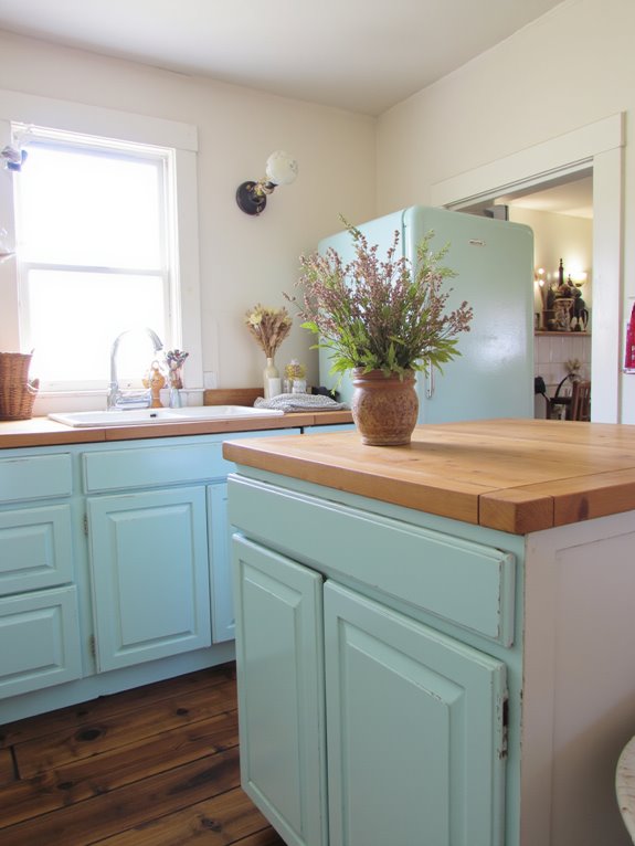 glossy seafoam kitchen transformation