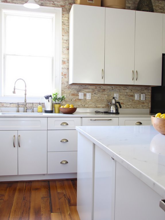 glossy white kitchen aesthetic