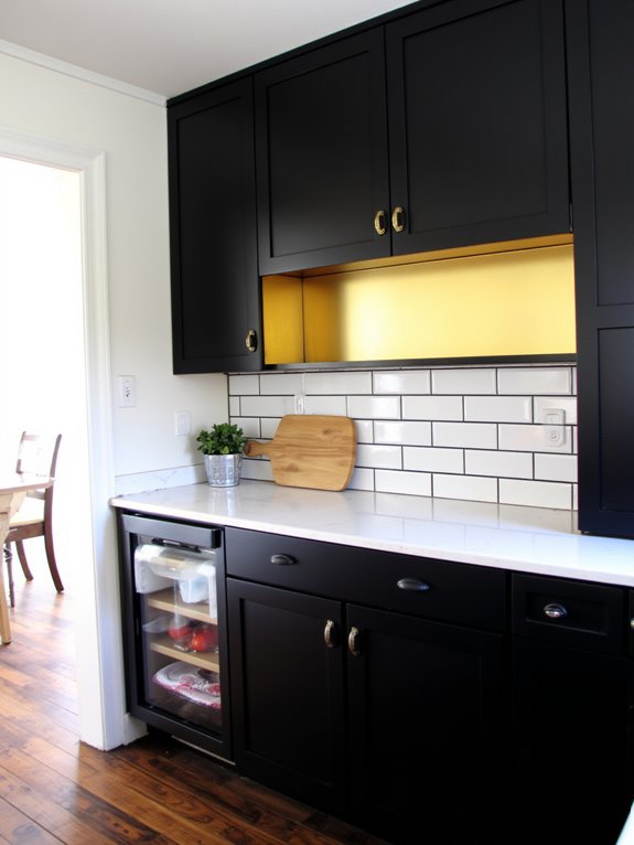 gold accents enhance interiors