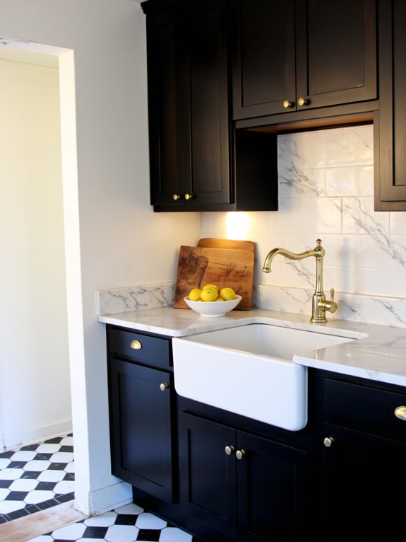 gold fixtures enhance elegance