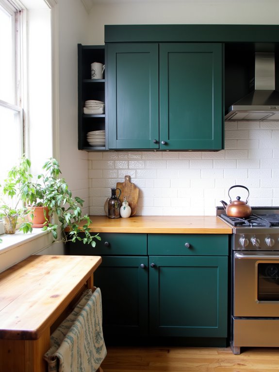 green cabinets for small kitchens