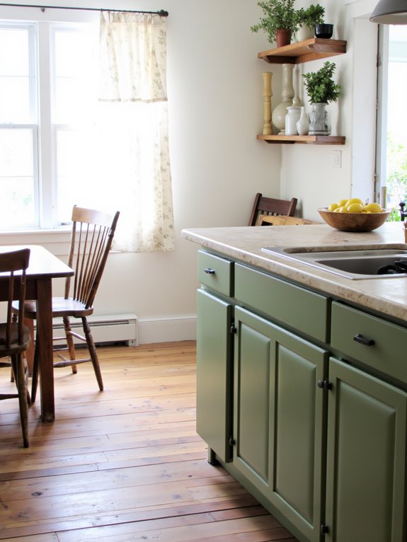 green kitchen island focal point