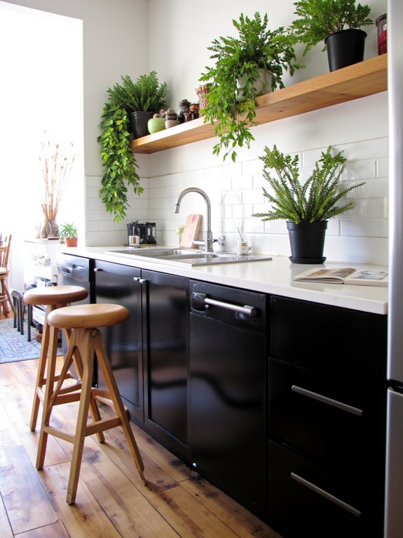 greenery enhances black and white