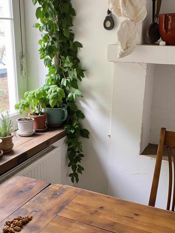 greenery enhances kitchen beauty