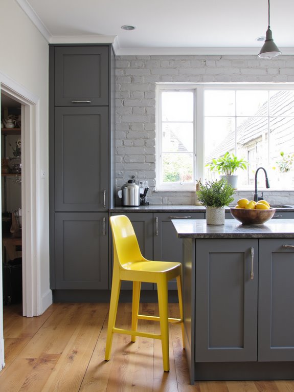 grey tones with vibrant accents