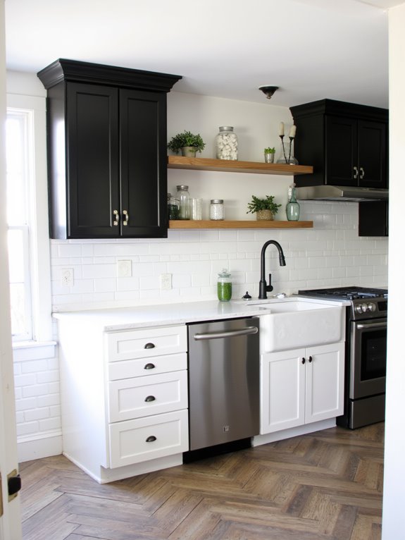 high contrast kitchen cabinet design