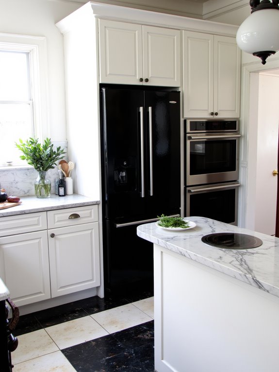 high end black and white kitchen