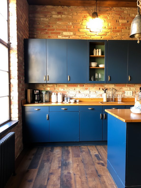 industrial blue cabinet design