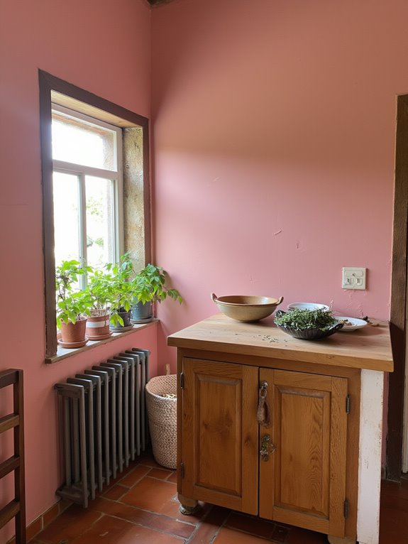 inviting dusty rose kitchen