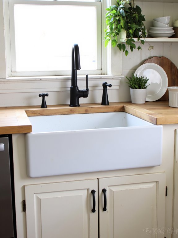 ivory sinks black faucets