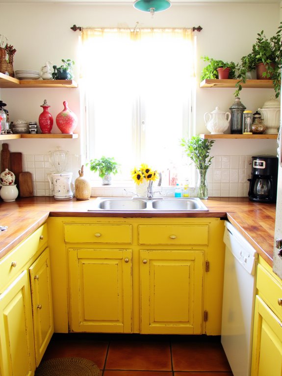 joyful yellow kitchen cabinets