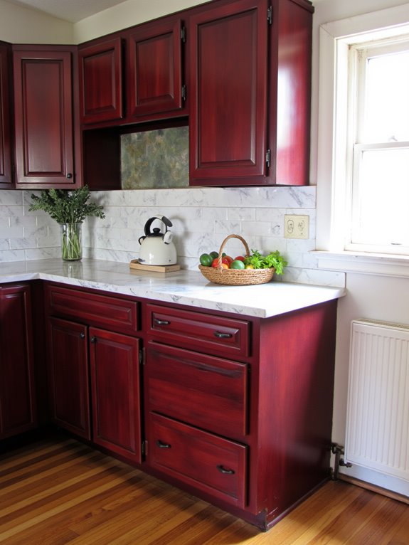 luxe deep burgundy cabinets