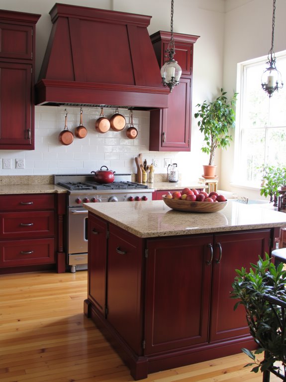 luxurious bold burgundy cabinets