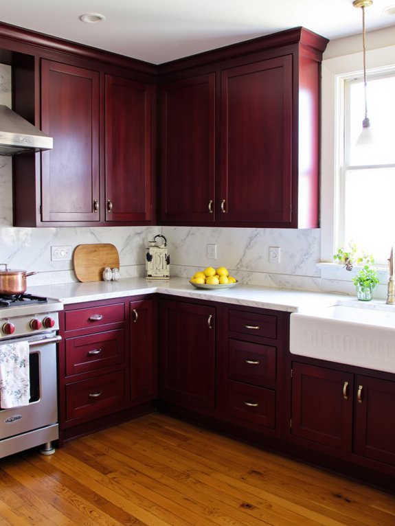 luxurious deep burgundy kitchen