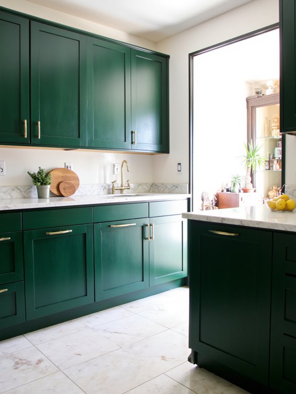 luxurious deep emerald cabinets