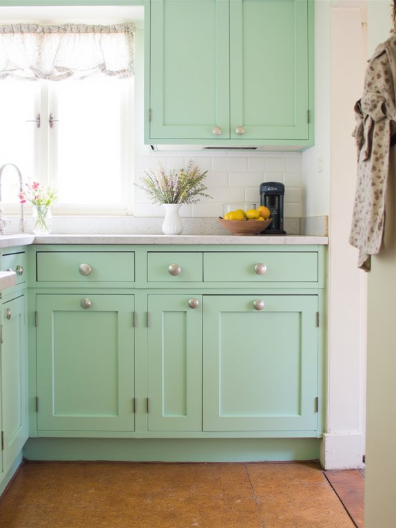 mint green cabinets harmony