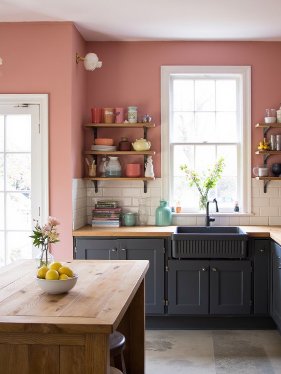 modern blush pink kitchen