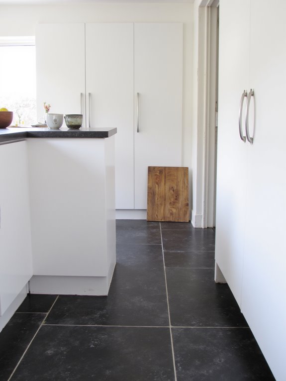 modern white cabinets contrast