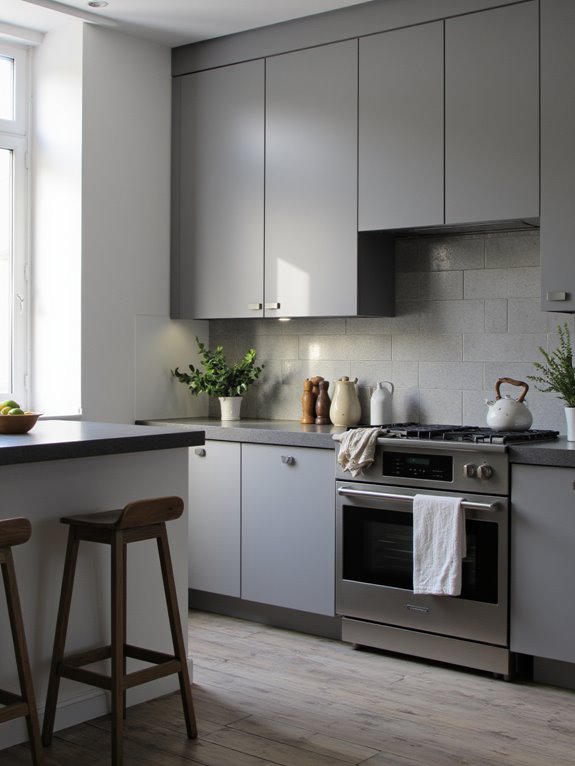 monochromatic grey kitchen elegance